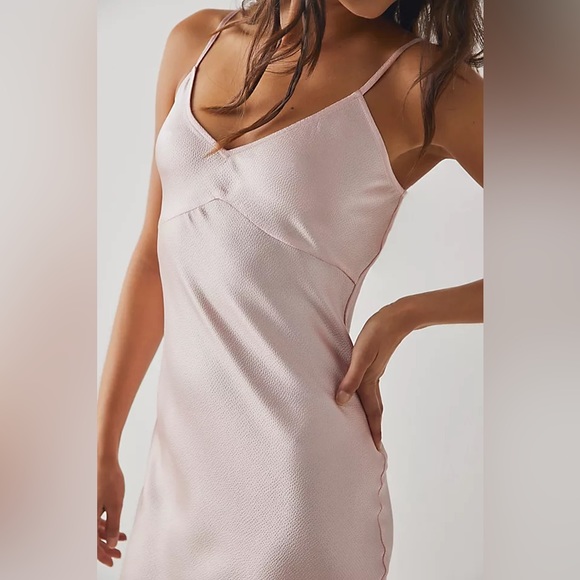 FREE PEOPLE PINK MIDI SLIP DRESS - Picture 3 of 3